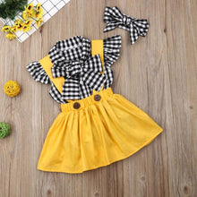 Carregar imagem no visualizador da galeria, Conjuntinho Fashion Saia com Suspensório - Tamanhos de 0 a 3 anos