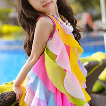 Carregar imagem no visualizador da galeria, Vestido Colorido Babados em Camadas - Tamanhos de 3 a 9 anos