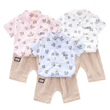 Carregar imagem no visualizador da galeria, Conjunto Camisa Colar Mandarim Folhas - Tamanhos de 0 a 4 anos