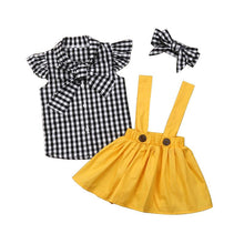 Carregar imagem no visualizador da galeria, Conjuntinho Fashion Saia com Suspensório - Tamanhos de 0 a 3 anos