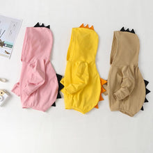 Carregar imagem no visualizador da galeria, Body Unissex com Capuz e Costas de Dinossauro - Tamanhos de 0 a 2 anos