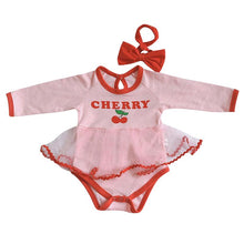 Upload image to gallery viewer, Cherry-colored bodysuit with tutu skirt and headband - Sizes 0 to 12 months