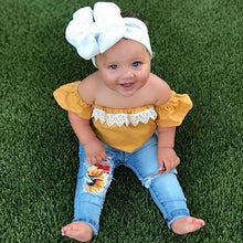 Carregar imagem no visualizador da galeria, Conjunto Calça Jeans e Ciganinha - Tamanhos de 1 a 5 anos