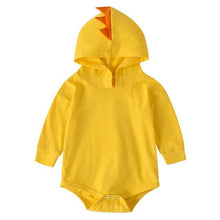 Carregar imagem no visualizador da galeria, Body Unissex com Capuz e Costas de Dinossauro - Tamanhos de 0 a 2 anos