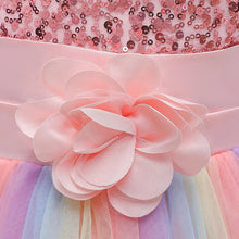 Carregar imagem no visualizador da galeria, Vestido Lantejoulas Manga Curta Infantil