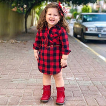 Carregar imagem no visualizador da galeria, Vestido Chemise Xadrez com Cinto - Tamanhos de 1 a 5 anos