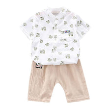 Carregar imagem no visualizador da galeria, Conjunto Camisa Colar Mandarim Folhas - Tamanhos de 0 a 4 anos