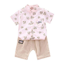Carregar imagem no visualizador da galeria, Conjunto Camisa Colar Mandarim Folhas - Tamanhos de 0 a 4 anos