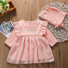 Carregar imagem no visualizador da galeria, Vestido com Chapéu e Babados - Tamanhos de 3 meses a 2 anos