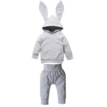 Carregar imagem no visualizador da galeria, Conjunto Calça Lápis e Capuz com Orelha de Coelho - Tamanhos de 0 a 2 anos