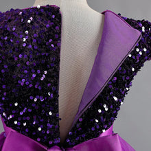 Carregar imagem no visualizador da galeria, Vestido de Princesa Roxo com Lantejoulas Longo Infantil