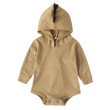 Carregar imagem no visualizador da galeria, Body Unissex com Capuz e Costas de Dinossauro - Tamanhos de 0 a 2 anos