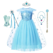 Upload image to gallery viewer, Frozen Elsa Ice Star Costume Dress + Accessories
