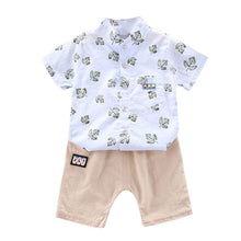 Carregar imagem no visualizador da galeria, Conjunto Camisa Colar Mandarim Folhas - Tamanhos de 0 a 4 anos