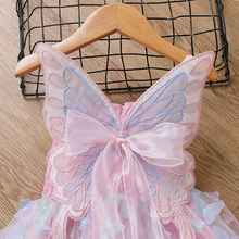 Carregar imagem no visualizador da galeria, Vestido Rosa Detalhes de Borboleta com Led Infantil
