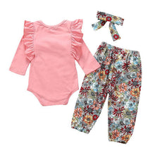 Carregar imagem no visualizador da galeria, Conjunto Floral 3 Peças Coração - Tamanhos 0 a 18 meses