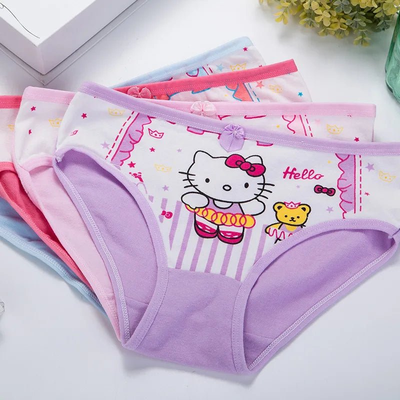 4-Pack Calcinhas Infantis #HelloKitty 100% Algodão Tam: 2-10 anos