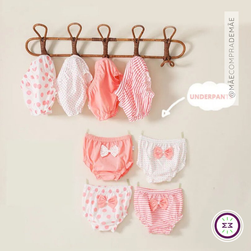 Set of 4 Diaper Covers for Girls' Panties, 100% Cotton