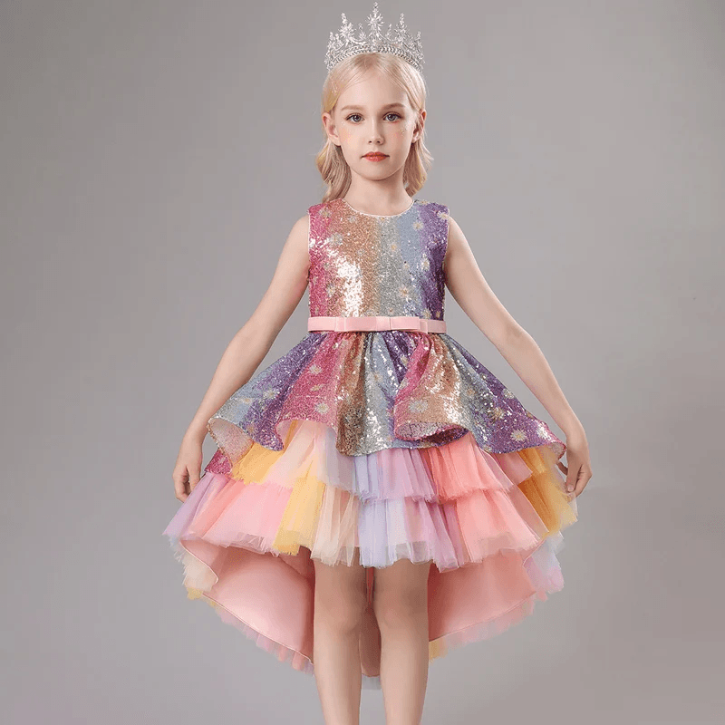 Rainbow Princess Dress for Kids Parties