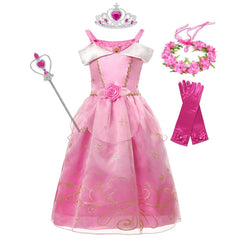 Vestido Fantasia Princesa Aurora Primavera + Acessórios - A Bela Adormecida