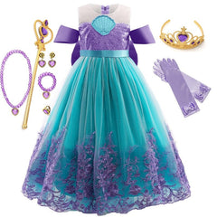 Fantasia Vestido Princesa Ariel Luxo + Acessórios - Infantil