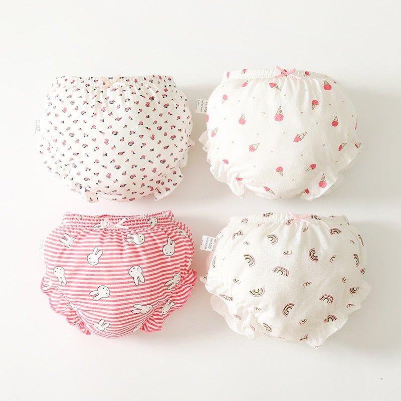 Set of 4 Diaper Covers for Girls' Panties, 100% Cotton