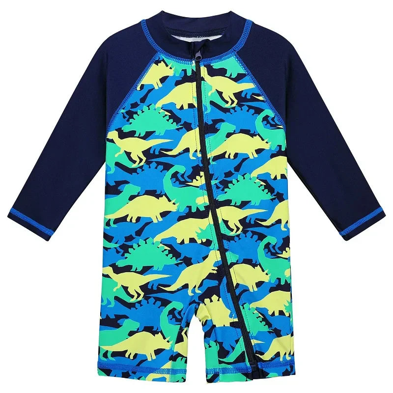 Swimsuit for Boys from Newborn to 6 Years Old with Marine Dinosaur Design and UV50+ Protection