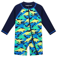 Roupa de Banho para Menino de Rn a 6 anos de Dinossauro da Marinha com Proteção UV50+