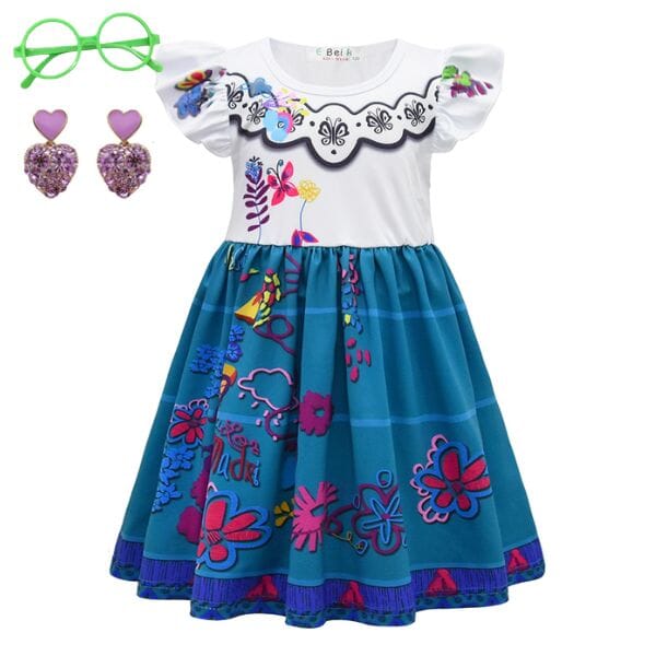 Costume Mirabel Encanto Dress + Glasses + Earrings