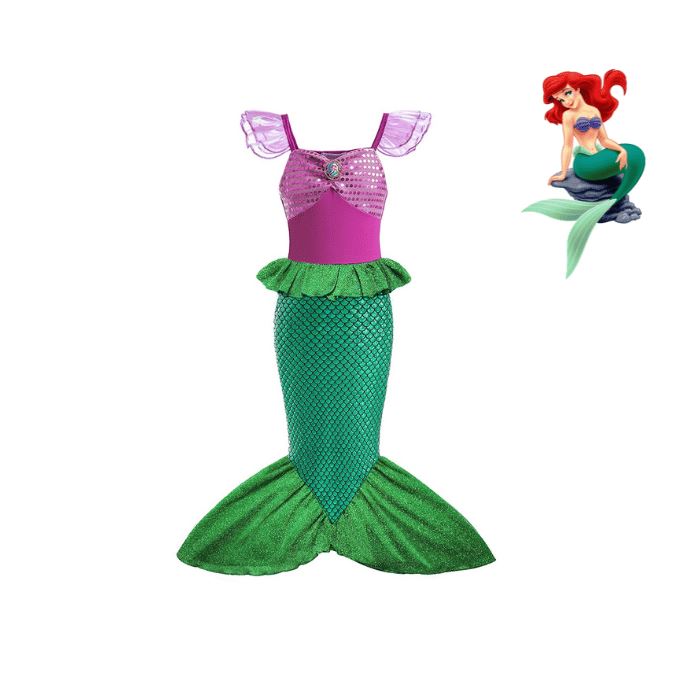 Vestido Fantasia Infantil Sereia Ariel Cauda