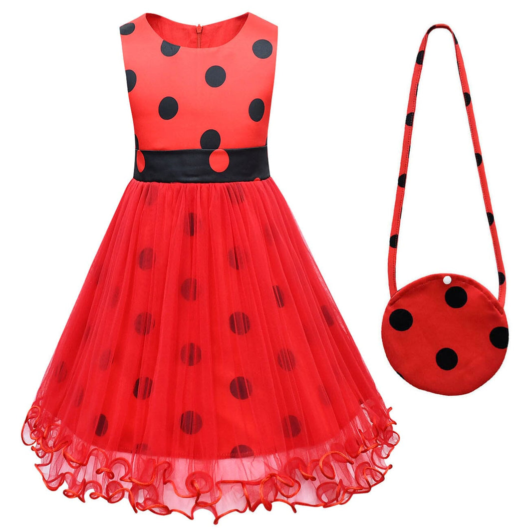 Vestido Fantasia Tule Infantil Lady Bug