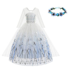 Vestido Fantasia Elsa Rainha da Neve - Frozen Com Acessórios 2 Pcs