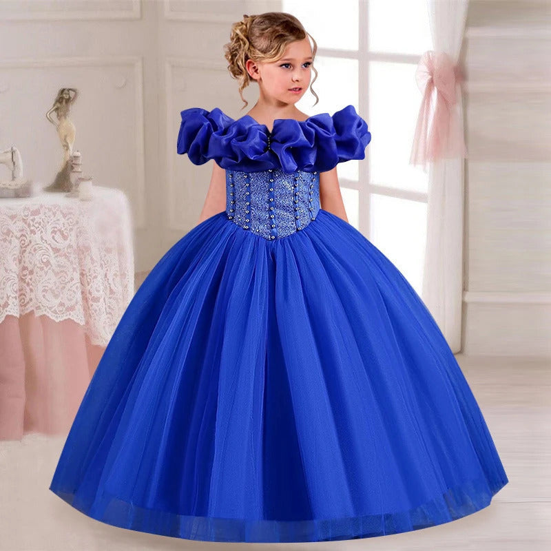 Elegant Bubble Sleeve Dress for Kids Parties and Graduations
