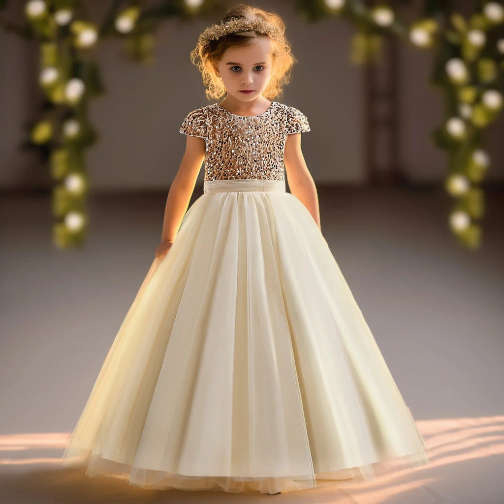Purple Princess Dress with Sequins, Long, for Kids