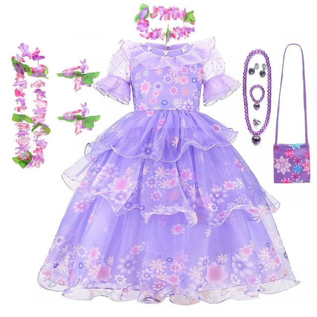 Vestido Fantasia Isabela Madrigal Luxo Premium + Acessórios - Encanto