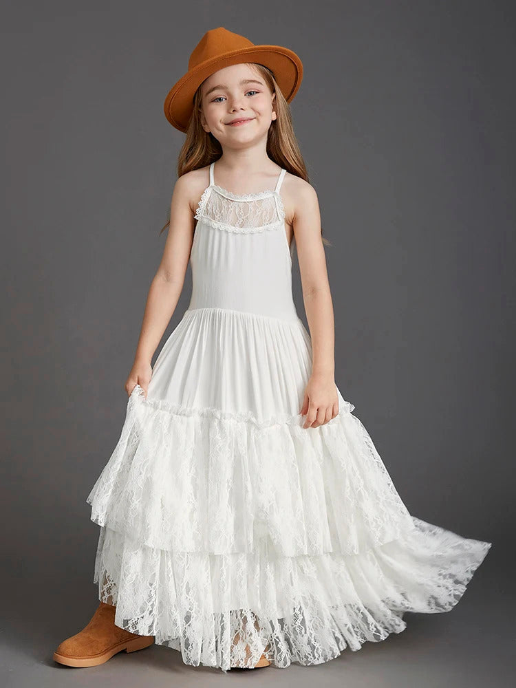 Short-sleeved lace dress for Kids.