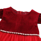 Red dress with pearls