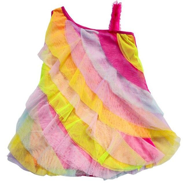 Colorful Layered Ruffled Dress