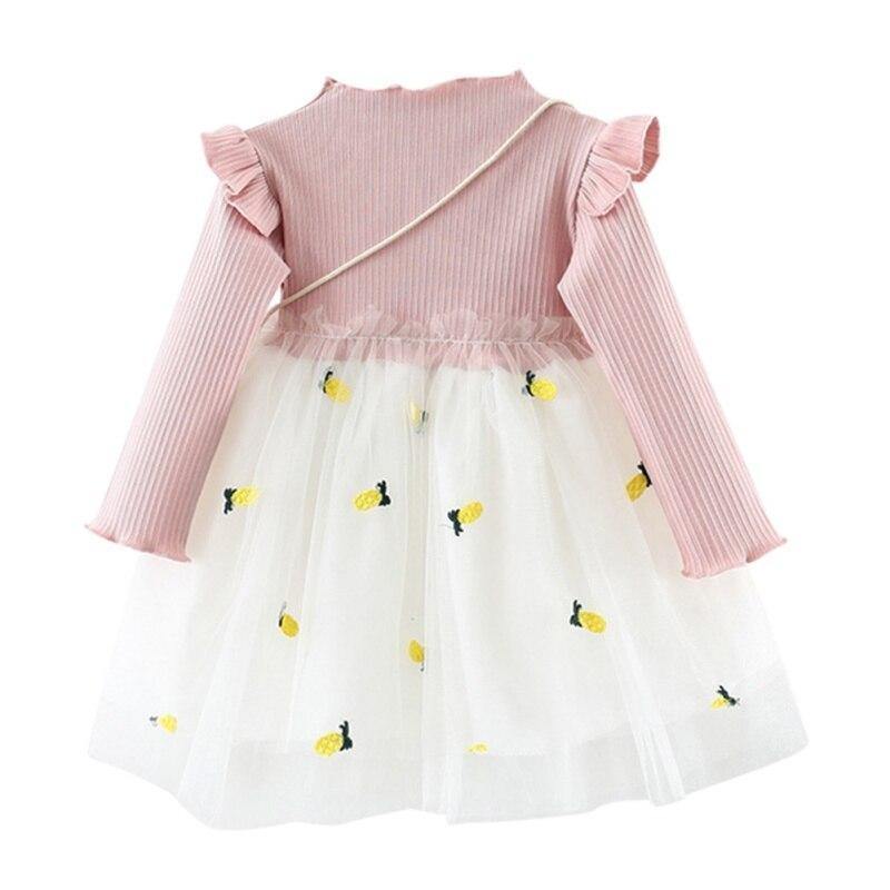 Cute Pineapple Casual Dress with Long Sleeves