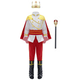 Prince Costume: White Cape, Crown, and Staff