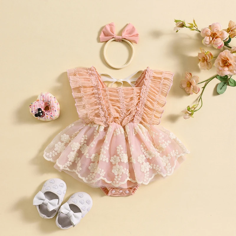 Body Infantil Feminino Renda Florzinhas + Laço