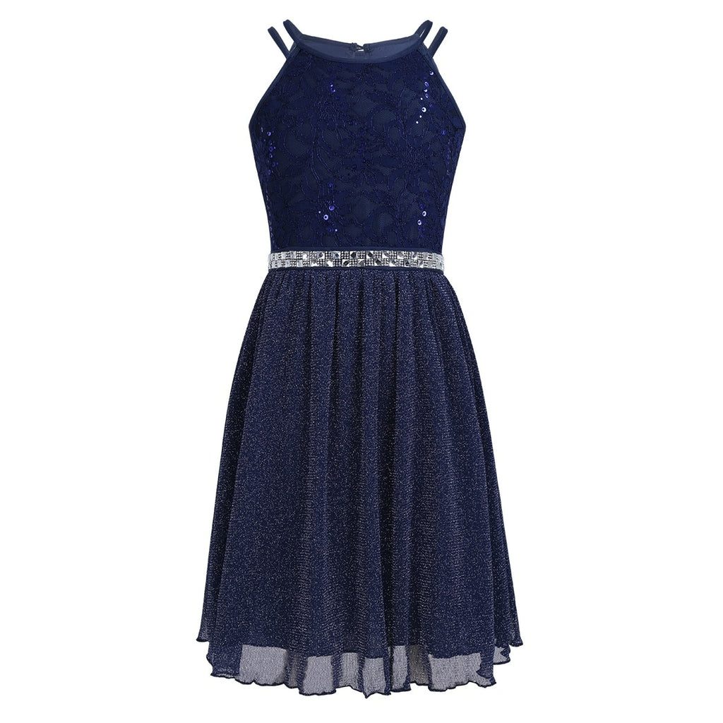 Pink Sleeveless Lace Dress for Girls
