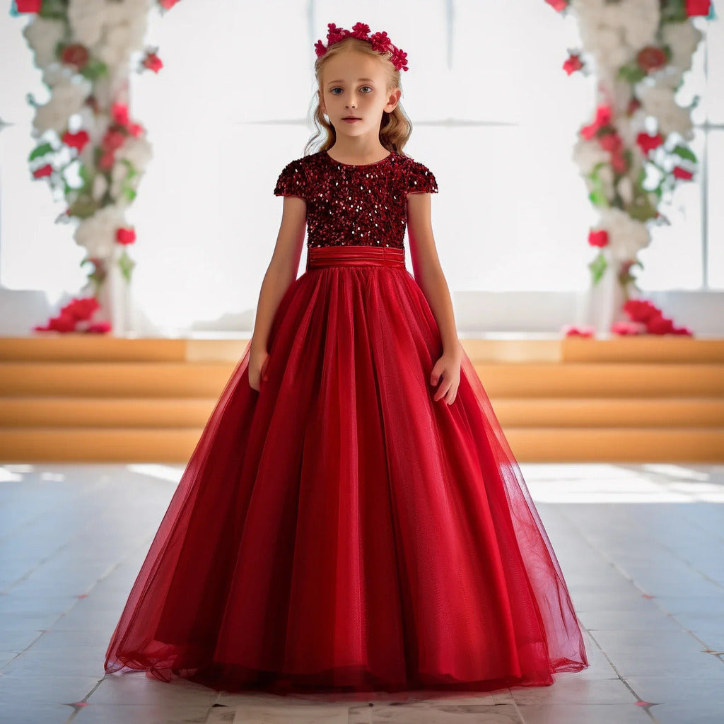Purple Princess Dress with Sequins, Long, for Kids