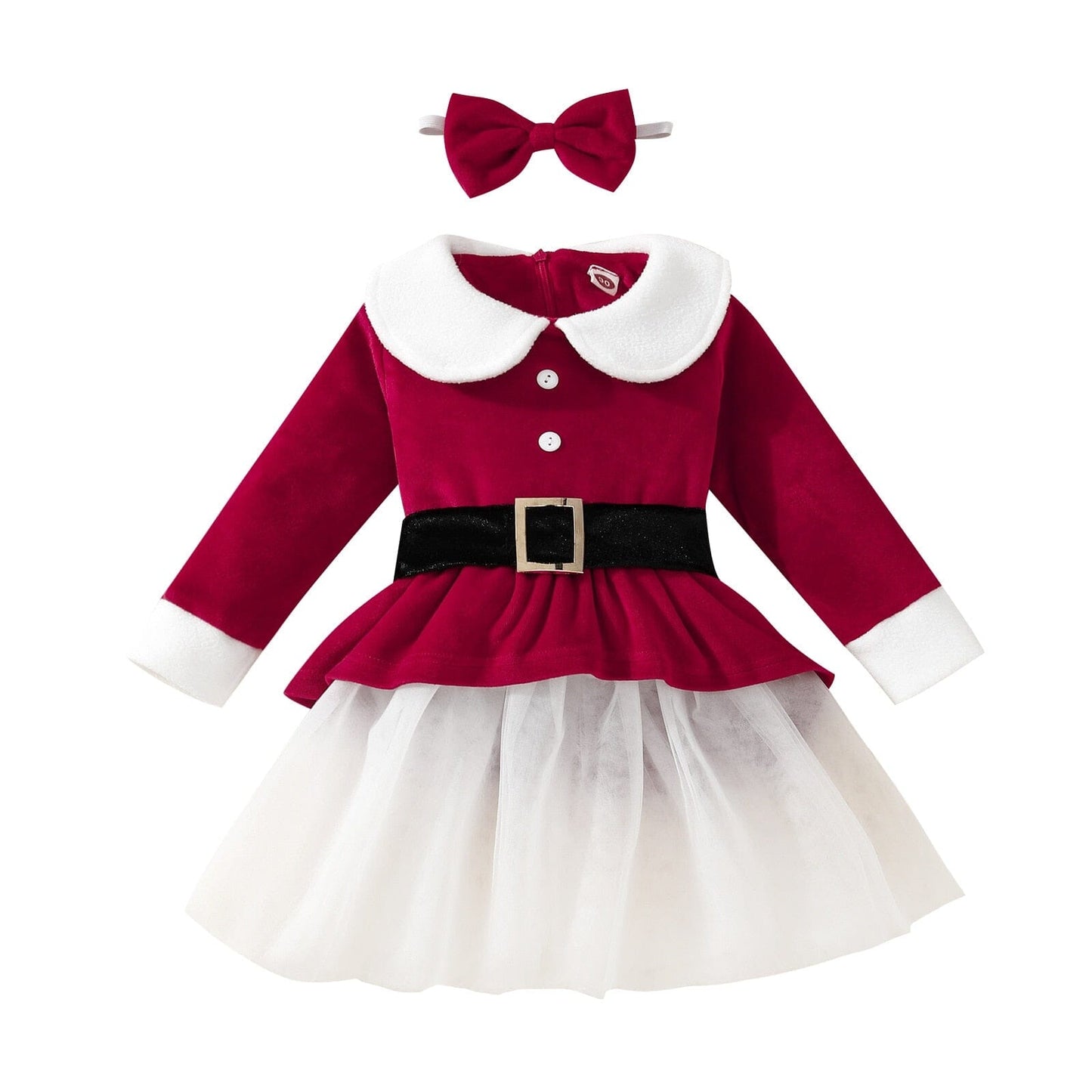 Kids Christmas dress with skirt, white.