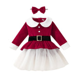 Kids Christmas dress with skirt, white.