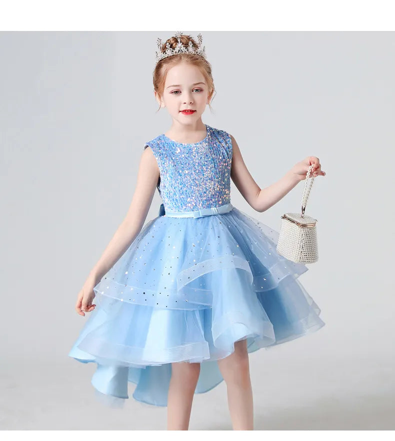 Kids Party Dress with Lace and Sequins