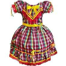 Carregar imagem no visualizador da galeria, Vestido Xadrez Colorido Festa Junina São João Caipira Infantil Criança Luxo
