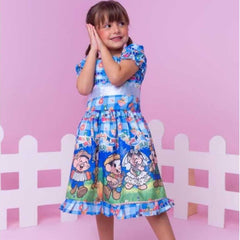 Vestido Quadrilha Junino Turma da Mônica Caipira  Infantil Criança Luxo