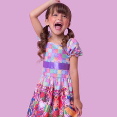 Vestido Quadrilha Junino Caipira Colorido Quadriculado Infantil Criança Luxo