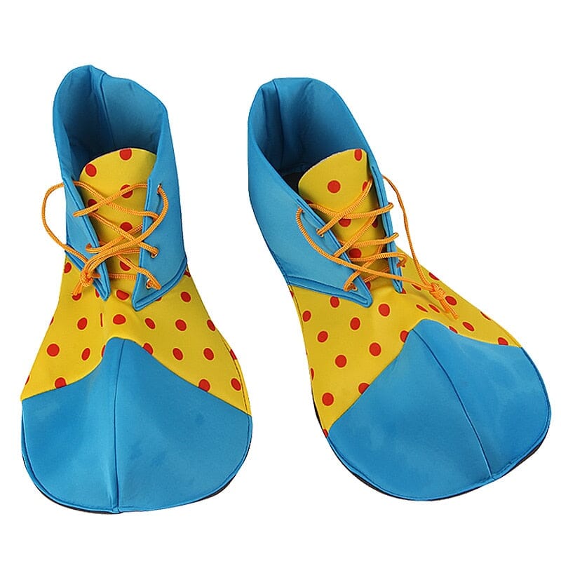 Costume Clown Shoe in Blue and Yellow with Red Polka Dots